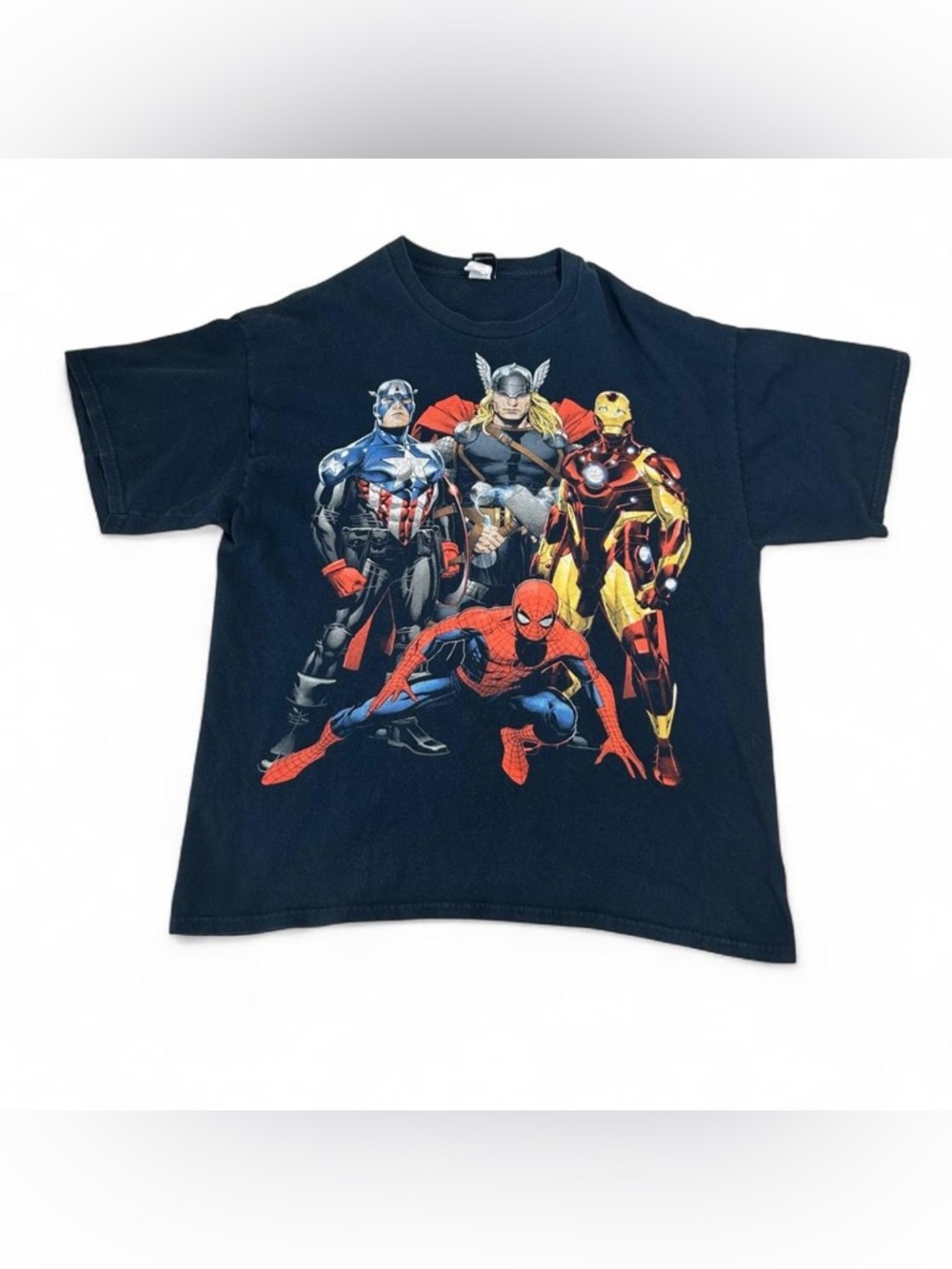 Marvel Avengers Graphic T Shirt Xl Spider Man Iron Man Thor Navy